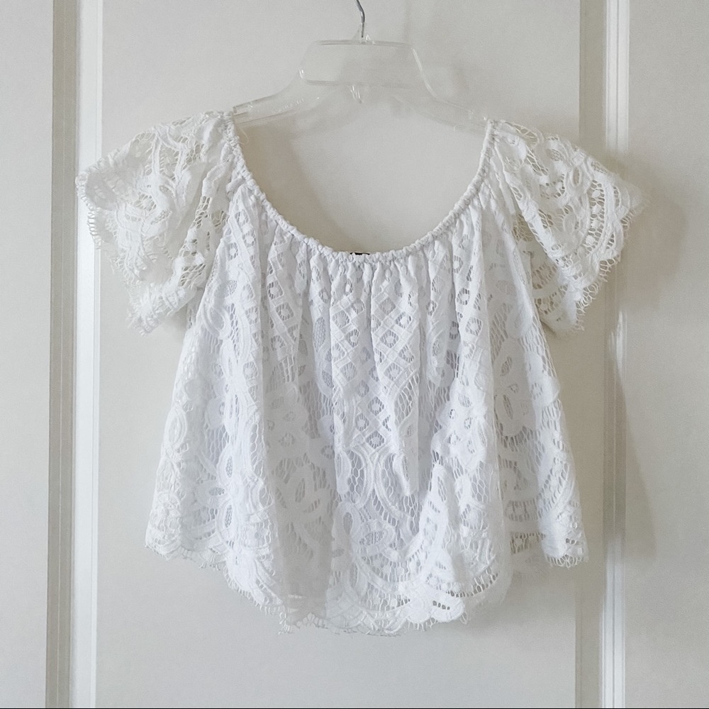 Express ruffle lace crop top